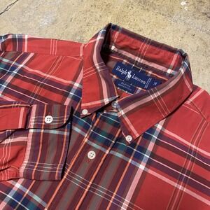 Ralph Lauren Blaire Oxford Shirt Red Plaid Long Sleeve Button Down Menswear M